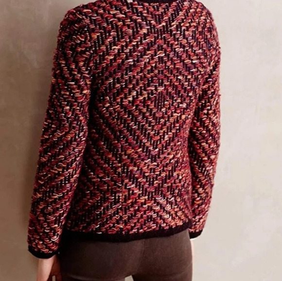 Anthropologie Moth Keavy jacquard waterfall front wool blend cardigan s… - Picture 3 of 12